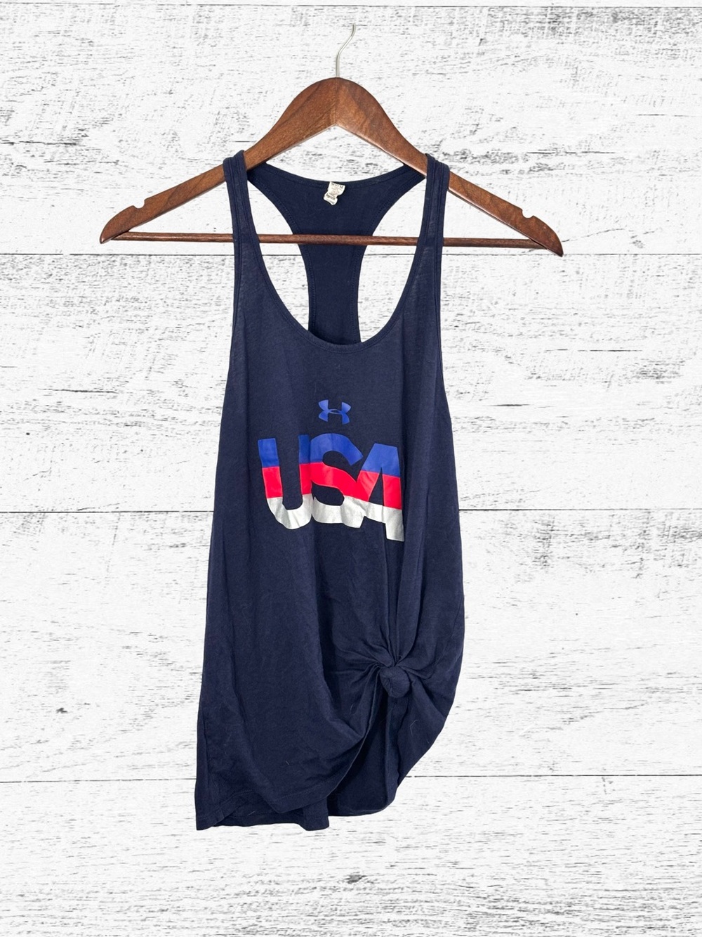 Under Armour Navy USA Knot Front Racerback Tank
